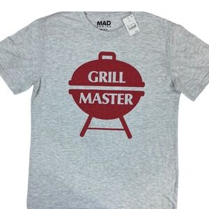 Mad Engine Grill Master Graphic T-Shirt Mens Gray BBQ Cookout Crew Neck‎ Top
